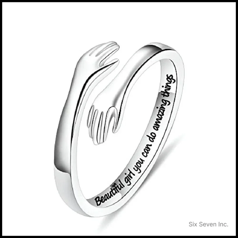 Sterling Silver Hug Ring Adjustable Minimal Chic Gift for Women Girls